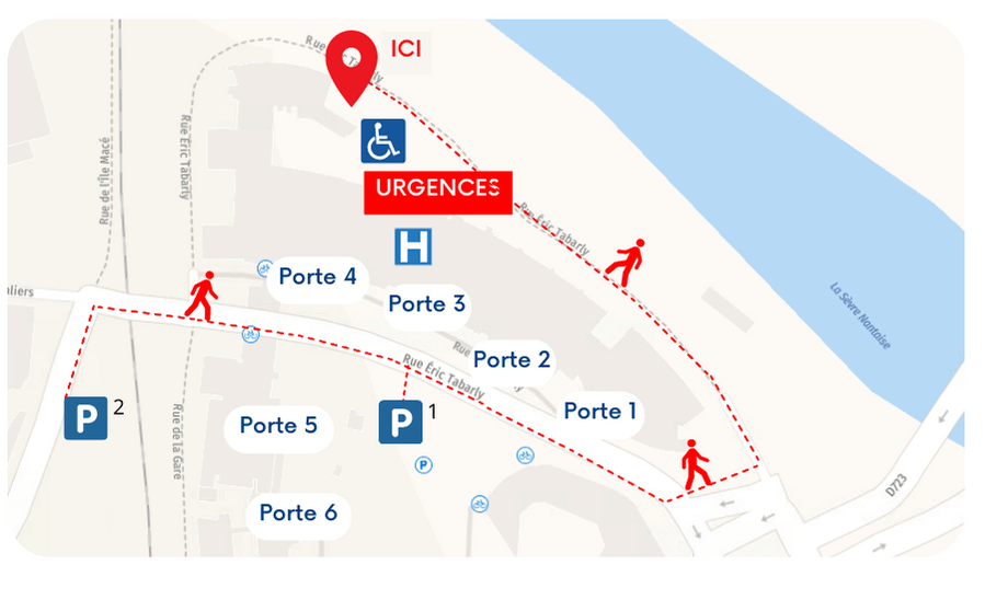2 parking pour les visiteurs et des places PMR devant l'entrée de l'établissement